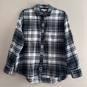Madewell Plaid Flannel Sunday Shirt Womens Large Green Multicolor Cotton Comfy